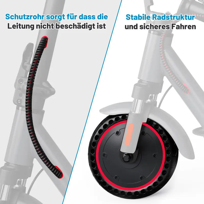 Tragbarer Elektroroller für Erwachsene – 630W Motor, bis zu 16 MPH, 18 Meilen Reichweite, 8,5″ Vollgummireifen, klappbar, LCD-Display, App-Steuerung, Dual-Scheibenbremsen - Image 4