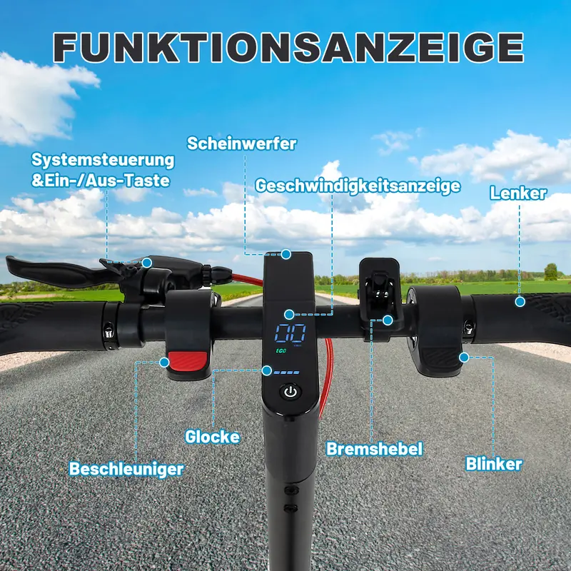Tragbarer Elektroroller für Erwachsene – 630W Motor, bis zu 16 MPH, 18 Meilen Reichweite, 8,5″ Vollgummireifen, klappbar, LCD-Display, App-Steuerung, Dual-Scheibenbremsen - Image 5