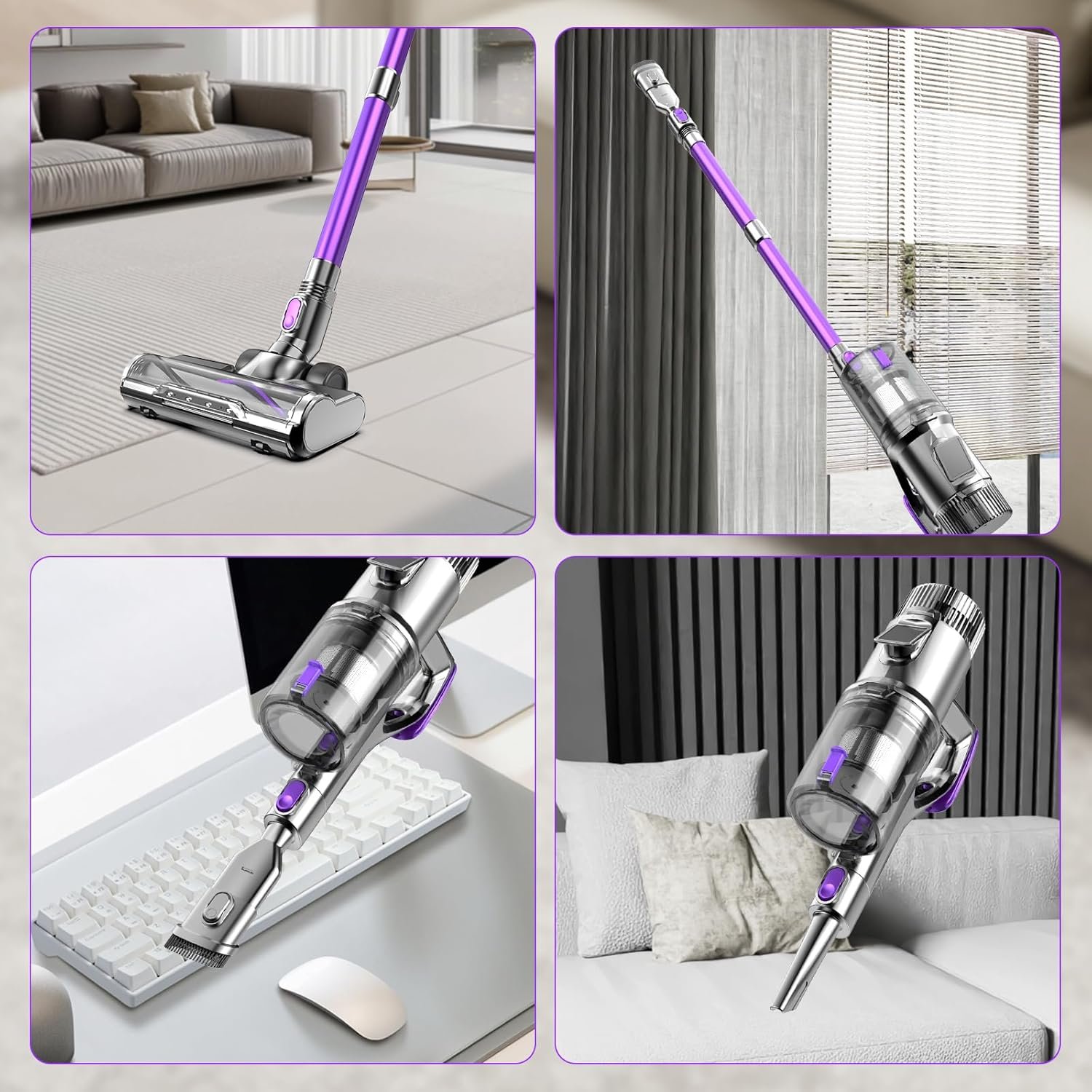 Lubluelu-Cordless Self-Standing Vacuum Cleaner, 25KPa leistungsstarke Saugkraft, 220W Stick Hoover für Tierhaare, Hartböden und Teppiche, 600ml Mülleimer - Image 3