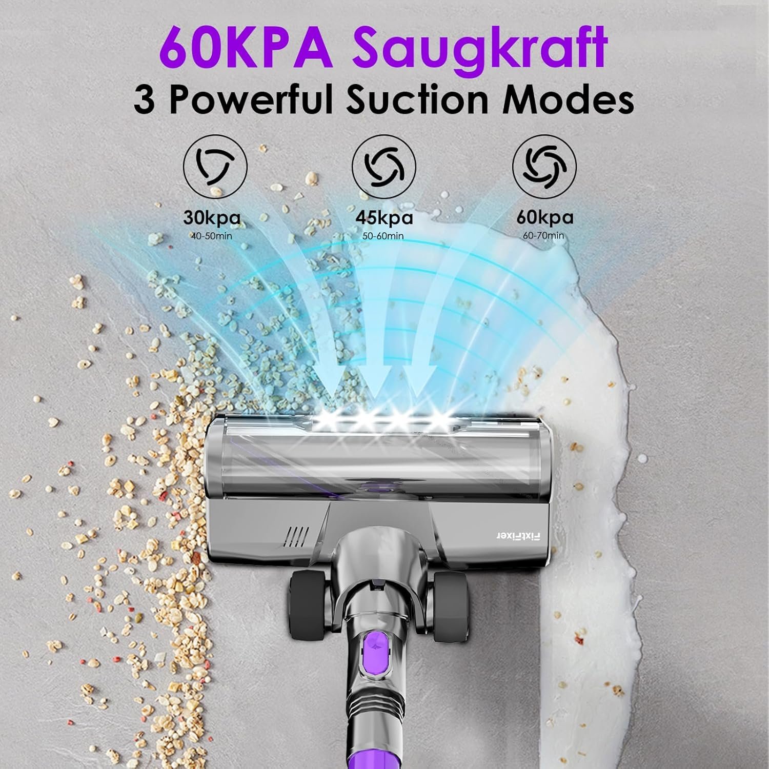 Lubluelu-Cordless Self-Standing Vacuum Cleaner, 25KPa leistungsstarke Saugkraft, 220W Stick Hoover für Tierhaare, Hartböden und Teppiche, 600ml Mülleimer - Image 4